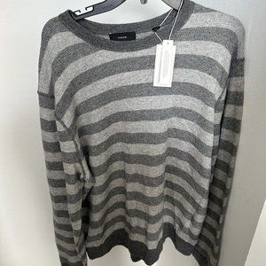 Vince mens sweater pullover gray XXL MSRP $395.00 M86816204A BIRDSEYE STRIPE L/S